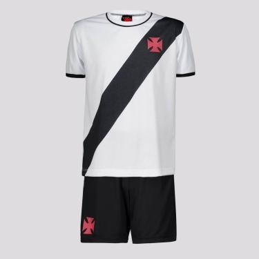 Imagem de Kit Vasco Mini Craque Infantil Branco e Preto-Unissex