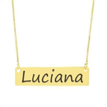 Imagem de Colar Nome Personalizado Chapinha Gravação Luciana Banhado Ouro 18K - 999004415-Feminino