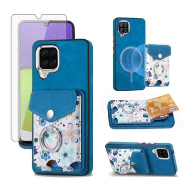 Imagem de Asuwish Capa de celular para Samsung Galaxy A22 4G 16.3 cm carteira celular com protetor de tela anel fino magnético suporte suporte traseiro compartimento para cartão de crédito M32 M22 F22 A 22 22A