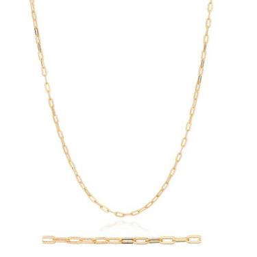 Imagem de Cordão Masculino Rommanel Banhado Ouro 18k Elo Cadeado Tamanho 60cm