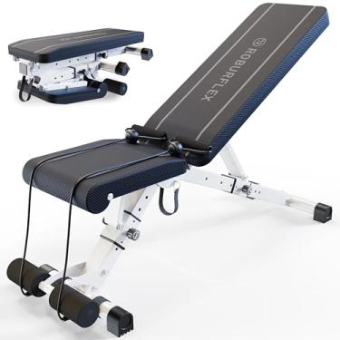 Imagem de ROBURFLEX Banco de exercícios ajustável/dobrável para academia em casa, halterofilismo e treinamento de força - posições 6 x 4 x 2 - carga de 317 kg