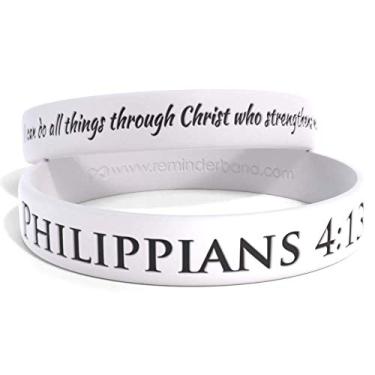 Imagem de Reminderband - Pulseira 100% silicone Philippians 4:13 - Pulseira de borracha de silicone - Eventos religiosos cristãos, presentes, motivação, apoio, causas, angariação de fundos, conscientização