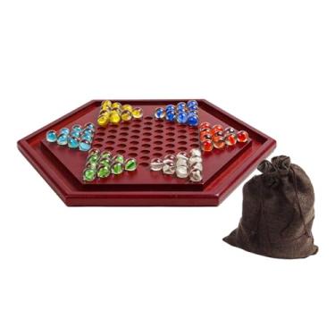 Imagem de Generic Conjunto de damas chinesas com 60 bolinhas de gude, 13,78 polegadas para idades 6, jogo divertido, festas artesanais, multijogador, jogos de tabuleiro, mármores claros