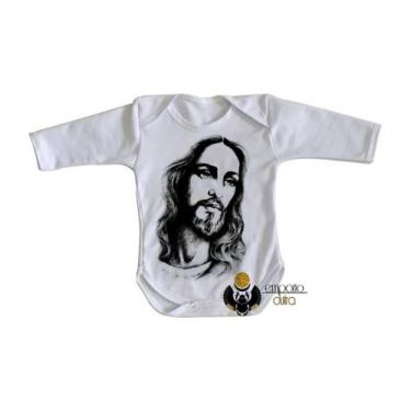 Imagem de body nenê criança roupa bebê manga longa Jesus Cristo Salvador - Empór