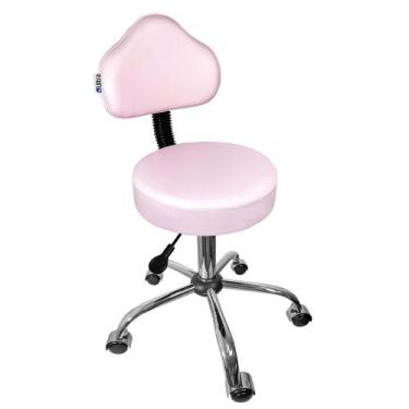 Imagem de Cadeira Mocho Rosa Base Cromada - ULTRA Móveis