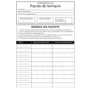 Imagem de Contrato Pacote Serviços Manicure Estética Depilação 10 Blocos, Preto