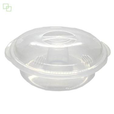 Imagem de Forma de pudim 1,9L com tampa para micro-ondas redonda resistente para