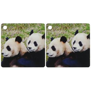 Imagem de 3dRose China, Wolong Reserve, urso panda gigante abraçando - AS07 AGA0013 - Alice Garland - chaveiros, 5,7 x 11,4 cm, conjunto de 2 (kc_132358_1)