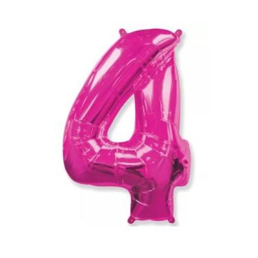 Imagem de Bexiga Balão Metalizado 16 Polegadas 40cm Rosa Número 4 - Warna
