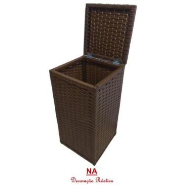 Imagem de 2 cesto de roupa suja fibra sintetica vime respiravel - NA - Decoração