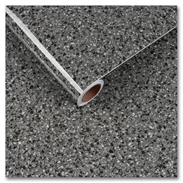 Imagem de CRE8TIVE Papel de contato de granito preto claro para bancadas à prova d'água 60 x 299 cm de largura papel de parede mármore removível autoadesivo terrazzo filme de vinil para cozinha banheiro balcões armários