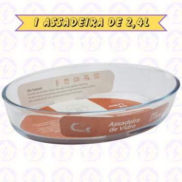 Imagem de Assadeira 2,4L Oval Vidro Temperado Forno Cozinha Travessa 1UNI - Casa
