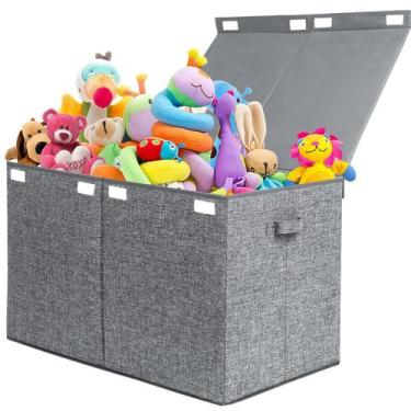 Imagem de Caixa de Brinquedos de Poliéster 122L com Tampa - Organizador Dobrável
