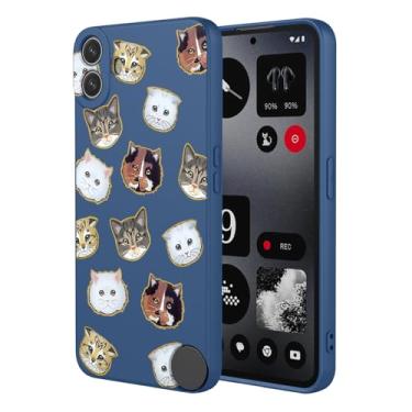 Imagem de HTXWXJC Capa de telefone para Nothing CMF Phone 1, capa à prova de choque flexível bumper TPU capa macia padrão gato capa de telefone para nada CMF telefone 1 gato azul