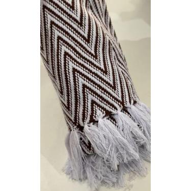 Imagem de Peseira Cama Casal 0,60x2,20 com franja amarrada - Borda Tapetes, Marr