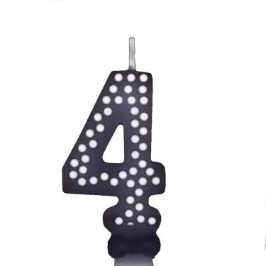 Imagem de Vela De Aniversário Poá Preto - N4