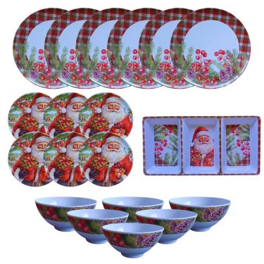 Imagem de Aparelho de Jantar Natalino 19 Peças Melanina Azevinho (Material Sintético)