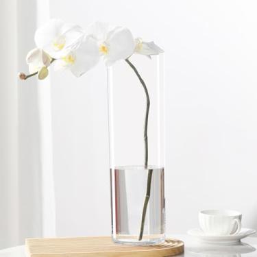 Imagem de RosPynn Vaso de flor, cilindro de acrílico, vaso transparente de 30 cm de altura para centros de mesa, decoração de casamento, decoração de casa, plástico não quebrável, 10 x 29 cm de altura redondo -