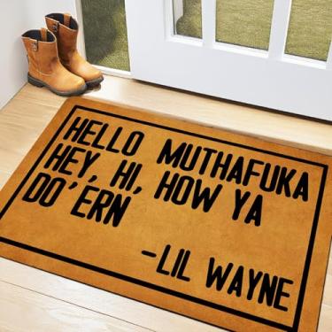 Imagem de GLHFLMAO Tapete de porta Hello Mothafucka, Hey, Hi, How Ya Dur'en, tapete de porta, tapete de porta para ambientes internos, decoração de interiores, capacho engraçado antiderrapante 76,2 cm x 45,7 cm