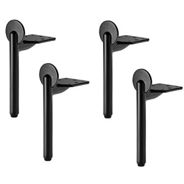 Imagem de LOMDEM Pernas de móveis de metal, 4 peças de pés de substituição de móveis modernos DIY para armário cômoda suporte de TV mesa de café, preto fosco - 17 cm