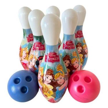 Imagem de Brinquedo jogo de boliche infantil princesas 6 pinos 2 bolas - P&O
