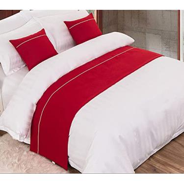 Imagem de Cachecol de corredor de cama de hotel para cama king size, luz de luxo, qualidade sólida, decoração de cama sem desbotamento, protetor de colcha, mantas macias para pés da cama, toalha de cauda para