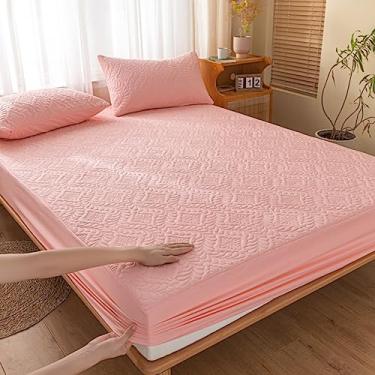Imagem de Protetor de colchão capa de colchão capa contra poeira capa de colchão com bolso profundo à prova d'água, leve, respirável, roupa de cama macia e silenciosa, lençol com elástico rosa - 2||solteiro: 89