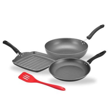 Imagem de Conjunto De Frigideiras Antiaderente 3 Peças Com Espátula Silicone Ale