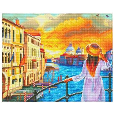 Imagem de Diamond Art By Leisure Arts Canal View, 35,5 x 40,6 cm, kits avançados de pintura de diamante para adultos - Kits de arte de diamante um kit de artesanato criativo relaxante com pedras preciosas