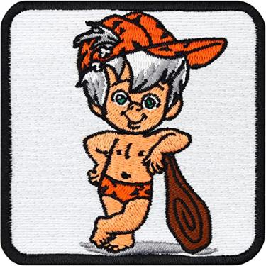 Imagem de Bam Bam Pedra de pederneira costurar/passar a ferro no remendo | BAMM BAMM Rubble Flintstones Emblema Bordado | Desenho animado vintage engraçado | Roupas de atualização para todos os tecidos | 2,95 x