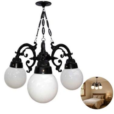 Imagem de Lustre Colonial para Teto Alumínio com 03 globos - Luminárias Coloniai