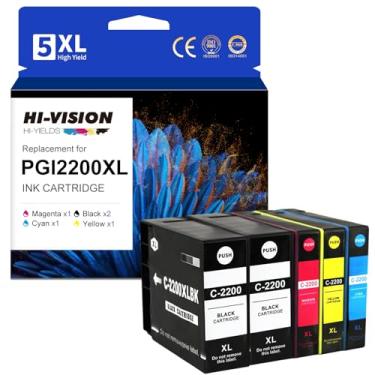 Imagem de HI-VISION HI-YIELDS Cartuchos de tinta pigmentada PGI-2200XL PGI 2200 XL compatíveis com Canon PGI-2200 PGI 2200XL para impressoras Maxify MB5320 MB5420 MB5120 MB5020 iB4020 iB4120 (pacote com 5)