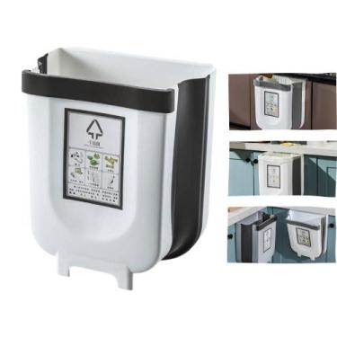 Imagem de Lixeira Plástico Dobrável Compacto Suspenso de Parede para Cozinha Ban