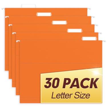 Imagem de HERKKA Pastas de arquivo suspensas, pacote com 30 pastas suspensas reforçadas tamanho carta, projetadas para arquivos volumosos, armário de arquivo, abas ajustáveis de corte 1/5 (laranja)