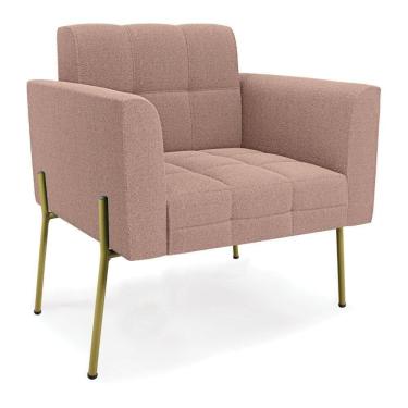 Imagem de Poltrona Sala De Estar Pé De Ferro Dourado Elisa Bouclê D03 - D?rossi Cor Rose