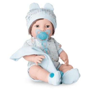 Imagem de Boneco Reborn New Born Premium Olhos Fecham Roupa Azul - Divertoys