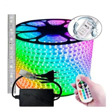Imagem de Fita Mangueira De Led Rgb 5050 De 25 Metros Com Fonte Bivolt e Control