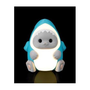 Imagem de Luminária Sharkitty Abajur de Mesa, LED 5W, Tubarão Decorativo, 20cm, Branco e Dourado