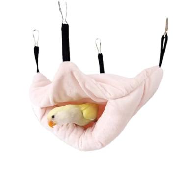 Imagem de Rede de pelúcia de papagaio de pássaro camada dupla galpão de pássaro aconchegante caverna esconderijo cabana para papagaio periquito periquito calopsitas Lovebird quaker conure (rosa, M)