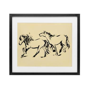Imagem de Stupell Industries Cavalos em movimento galope impressão emoldurada preta sob vidro design por Victoria Barnes, 13 x 16
