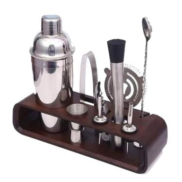 Imagem de ZZTWER Kit de bartender, conjunto de 10 peças de coqueteleira para barman com suporte de bambu, kit perfeito para bares domésticos e presentes conjunto de coqueteleiras
