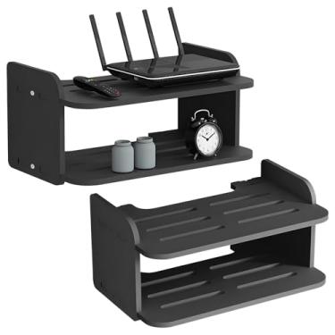 Imagem de Frstem 2 prateleiras flutuantes para componentes de TV, prateleira de roteador, prateleira flutuante para projetor de parede, suporte de TV flutuante, suporte de rack de projetor, suporte de