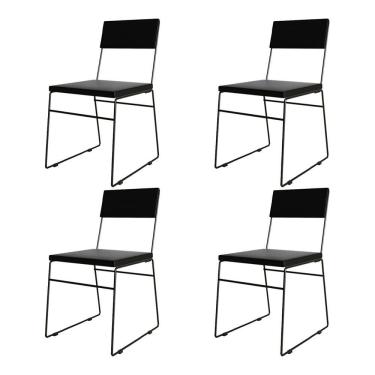 Imagem de Kit 4 Cadeiras de Jantar Málaga Assento Corino Preto