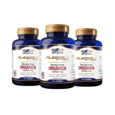 Imagem de Flaxgold 1000mg Óleo De Linhaça 100 Cápsulas Kit 03 Unidades - Vitgold