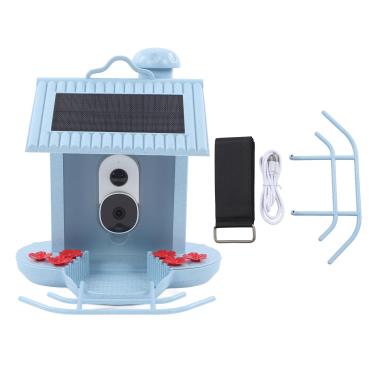 Imagem de Câmera de alimentador de pássaro solar Detecção de movimento Auto Captura a câmera de pássaro à prova d'água para o pátio de jardim amantes de pássaros Abs material 1080p Resolução