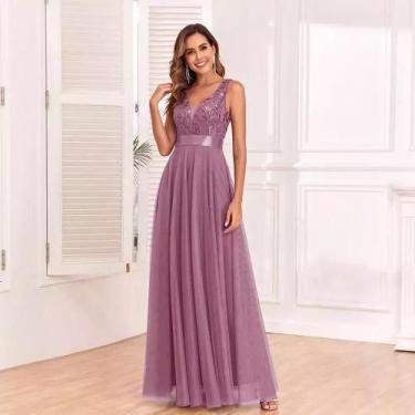 Imagem de vestidos de festa para madrinha - Bia Modas, Cor raiz de lótus, P