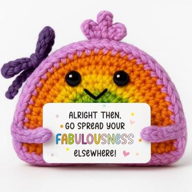 Imagem de Handmade Fabulous Positive Rainbow Crochet - Farewell Gift for Women, Friend, Coworker Leaving Job & Starting New Journey Adventure! Inspiration Gift for Thanksgiving, Christmas, Birthday, Office