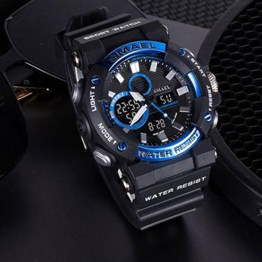 Imagem de Relógio Masculino Smael Anadigi 8048 Preto E Azul