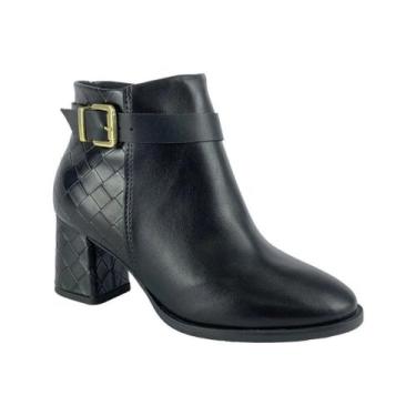 Imagem de Bota Modare Feminina Texturizada Zíper Lateral Preta, Preto, 35