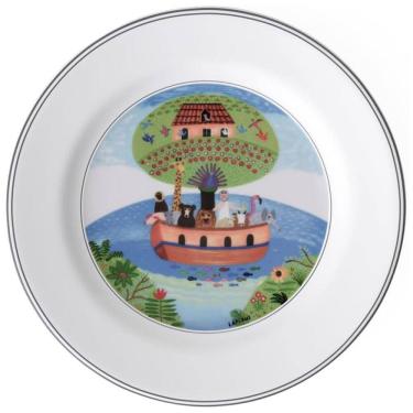 Imagem de Prato para Salada ou Aperitivo de 21 cm com Tema Arca de Noé, Formato Redondo e Material de Porcelana, Villeroy Boch, Branco Colorido